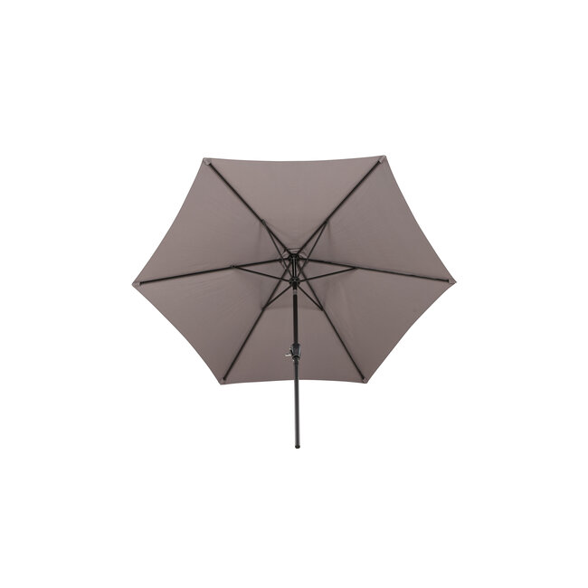 Sonnenschirm Leeds Grau – Runder Marktschirm aus Polyester, Ø 300 cm, Höhe 243 cm, wetterfest und UV-beständig