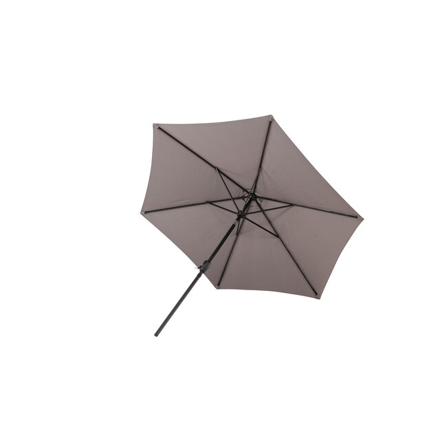 Sonnenschirm Leeds Grau – Runder Marktschirm aus Polyester, Ø 300 cm, Höhe 243 cm, wetterfest und UV-beständig