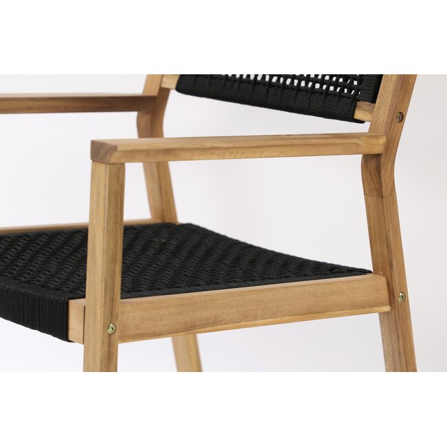Gartenstuhl Little John – Essstuhl 62×58×88 cm Akazienholz und Seilgeflecht
