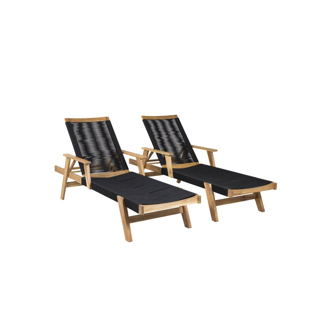 Gartenliege Little John – Relaxliege 200×70×35 cm Akazienholz und Seilgeflecht