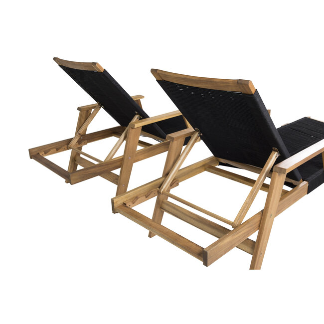 Gartenliege Little John – Relaxliege 200×70×35 cm Akazienholz und Seilgeflecht