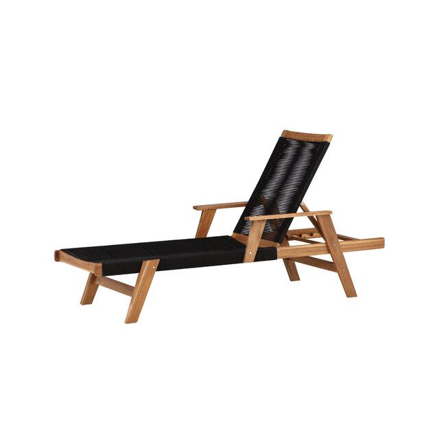 Gartenliege Little John – Relaxliege 200×70×35 cm Akazienholz und Seilgeflecht