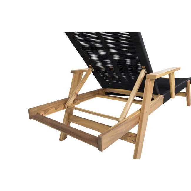 Gartenliege Little John – Relaxliege 200×70×35 cm Akazienholz und Seilgeflecht