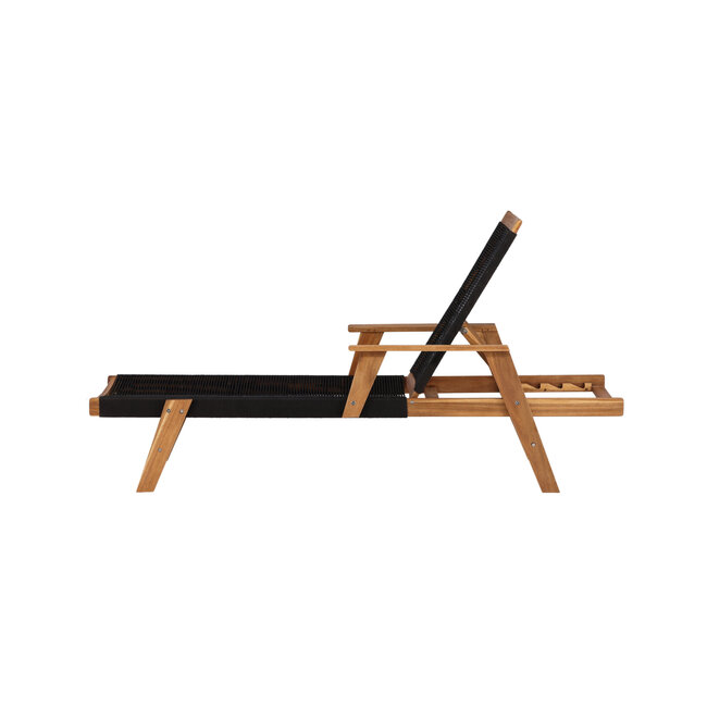 Gartenliege Little John – Relaxliege 200×70×35 cm Akazienholz und Seilgeflecht