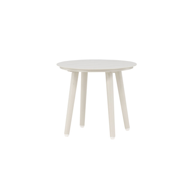 Gartenbeistelltisch Lina Beige – Runder Sofatisch ø40×H35 cm Aluminium