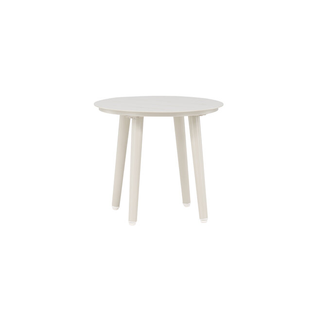 Gartenbeistelltisch Lina Beige – Runder Sofatisch ø40×H35 cm Aluminium