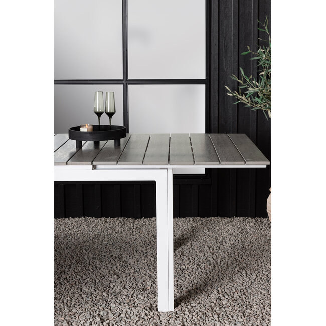 Gartentisch Levels Weiß – Esstisch 160×100×75 cm Aluminium und Aintwood