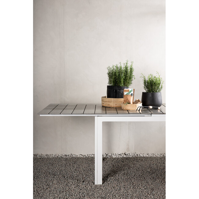 Gartentisch Levels Weiß – Esstisch 229×100×75 cm Aluminium und Aintwood