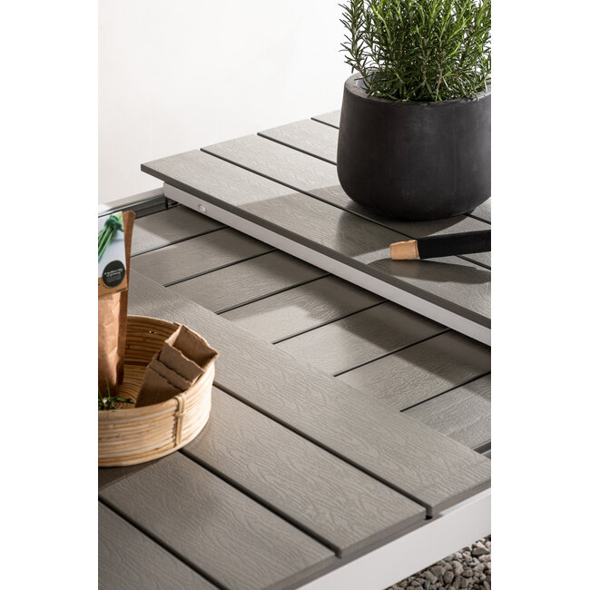 Gartentisch Levels Weiß – Esstisch 229×100×75 cm Aluminium und Aintwood
