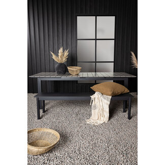 Venture Home Gartentisch Levels Schwarz – Esstisch 229×100×75 cm Aluminium & Aintwood