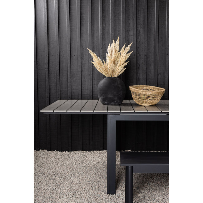 Gartentisch Levels Schwarz – Esstisch 229×100×75 cm Aluminium und Aintwood
