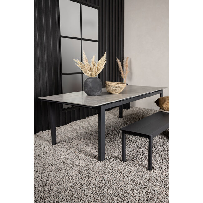 Gartentisch Levels Schwarz – Esstisch 229×100×75 cm Aluminium und Aintwood