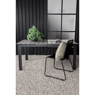 Venture Home Gartentisch Levels Schwarz – Esstisch 160×100×75 cm Aluminium & Aintwood