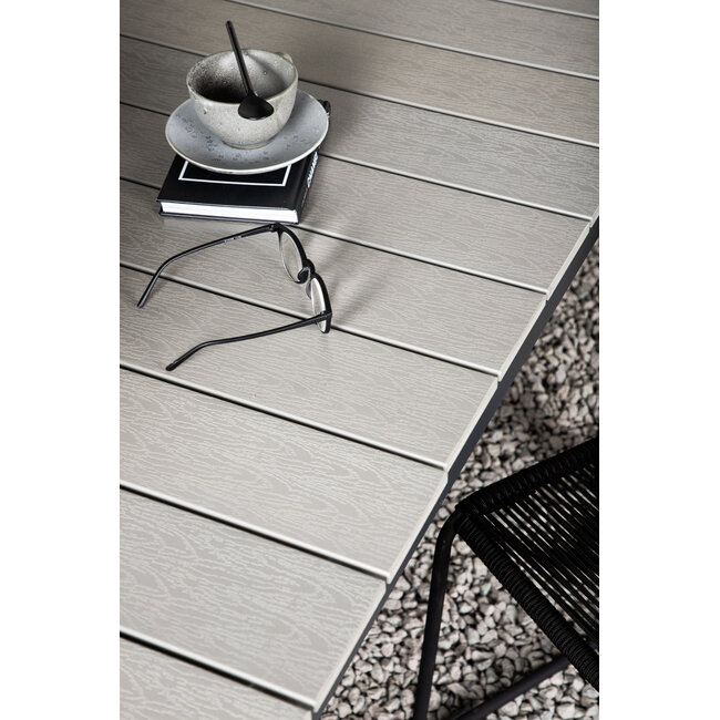 Gartentisch Levels Schwarz – Esstisch 160×100×75 cm Aluminium und Aintwood