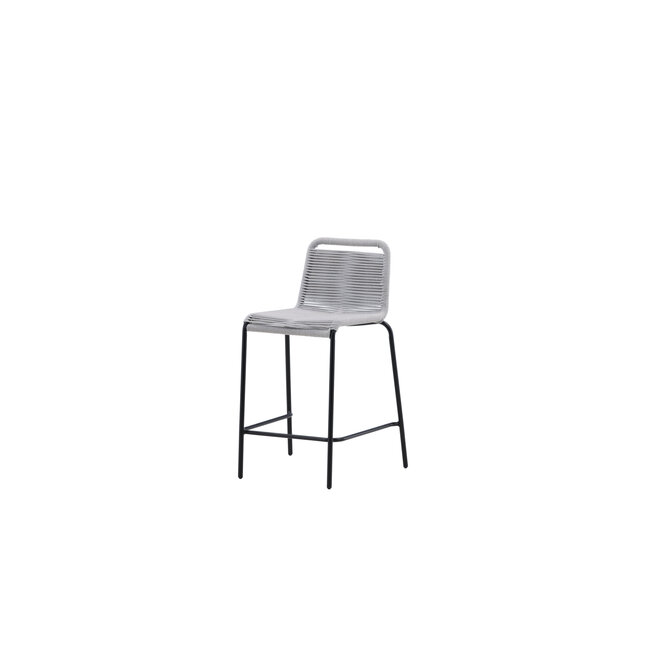 Gartenbarhocker Lindos Hellgrau – Barstuhl 53×54×89 cm Aluminium und Rope