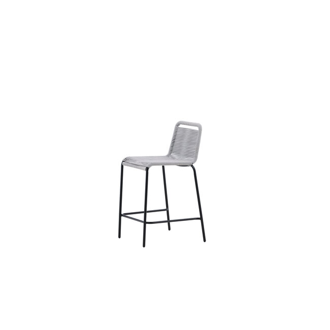 Gartenbarhocker Lindos Hellgrau – Barstuhl 53×54×89 cm Aluminium und Rope