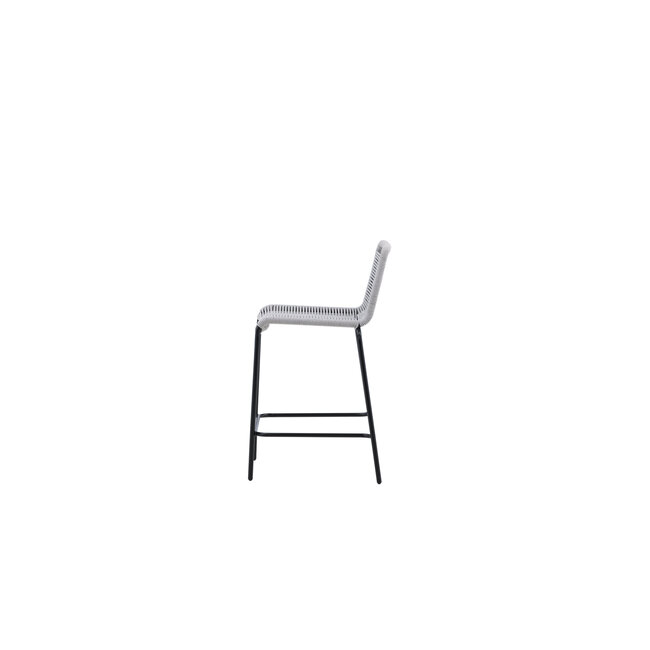 Gartenbarhocker Lindos Hellgrau – Barstuhl 53×54×89 cm Aluminium und Rope