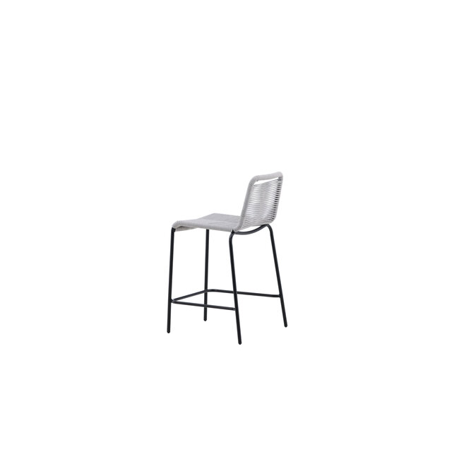 Gartenbarhocker Lindos Hellgrau – Barstuhl 53×54×89 cm Aluminium und Rope