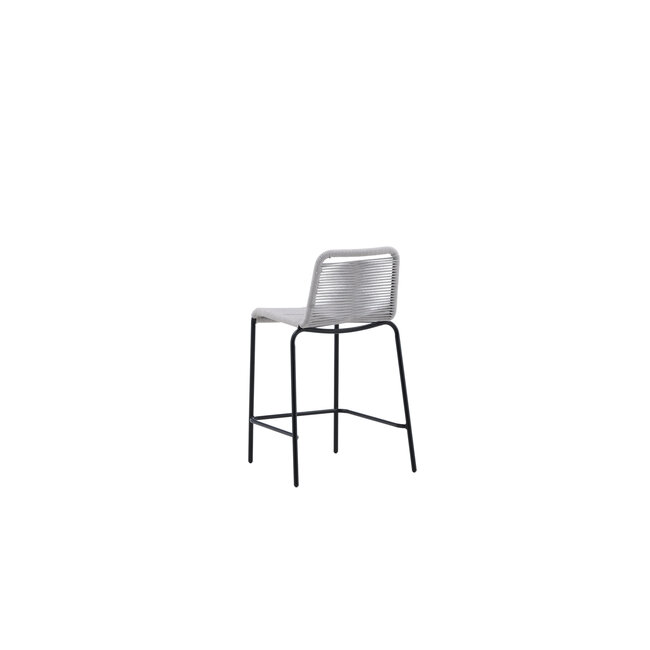 Gartenbarhocker Lindos Hellgrau – Barstuhl 53×54×89 cm Aluminium und Rope