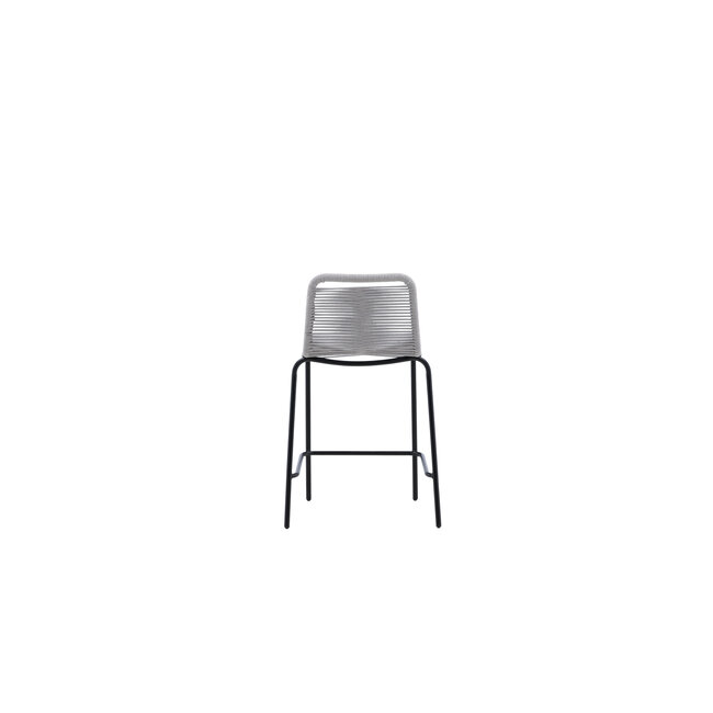 Gartenbarhocker Lindos Hellgrau – Barstuhl 53×54×89 cm Aluminium und Rope