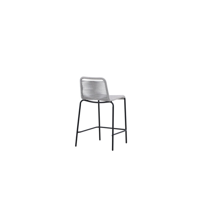 Gartenbarhocker Lindos Hellgrau – Barstuhl 53×54×89 cm Aluminium und Rope