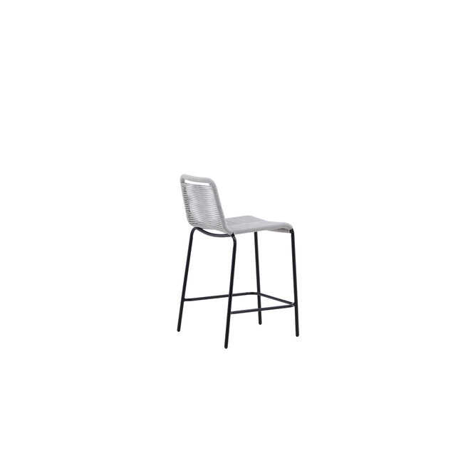 Gartenbarhocker Lindos Hellgrau – Barstuhl 53×54×89 cm Aluminium und Rope