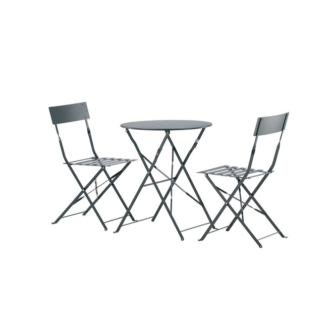 Gartenmöbel-Set Marseille – Klappbares Bistro-Set Dunkelgrau Stahl und Mesh