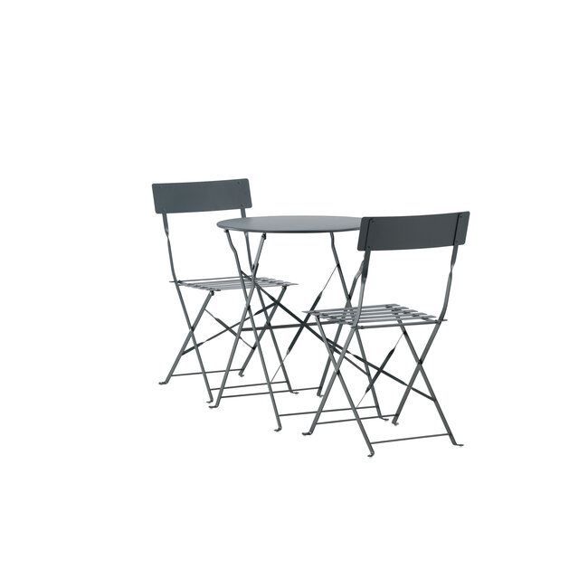 Gartenmöbel-Set Marseille – Klappbares Bistro-Set Dunkelgrau Stahl und Mesh