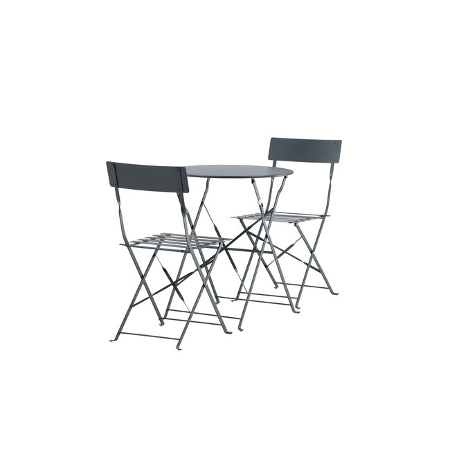 Gartenmöbel-Set Marseille – Klappbares Bistro-Set Dunkelgrau Stahl und Mesh