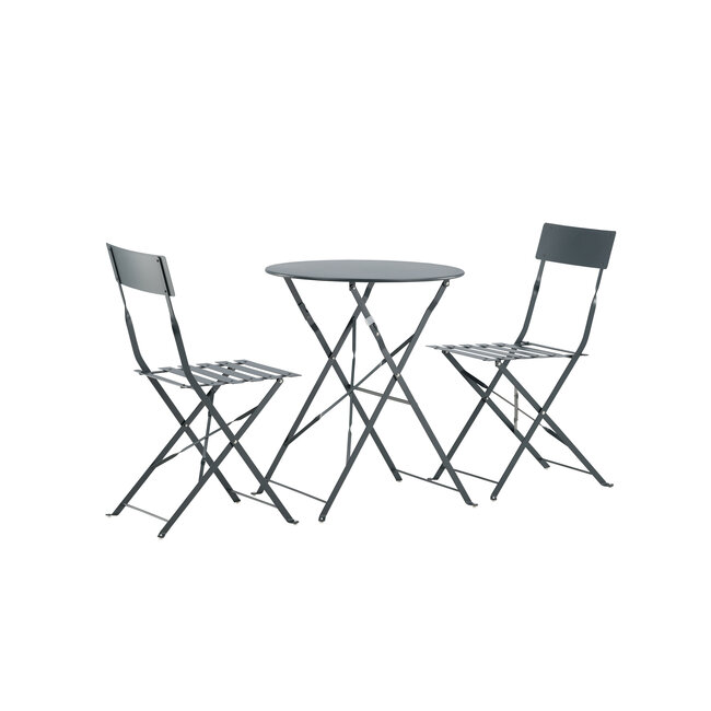 Gartenmöbel-Set Marseille – Klappbares Bistro-Set Dunkelgrau Stahl und Mesh
