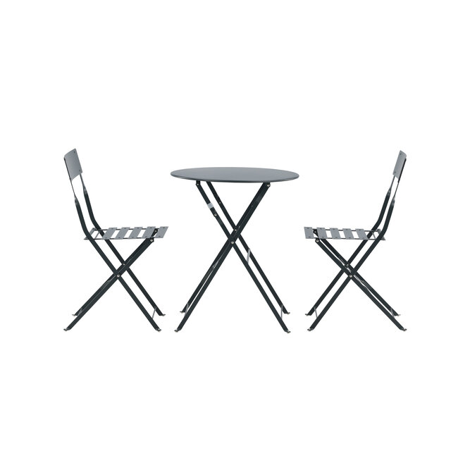Gartenmöbel-Set Marseille – Klappbares Bistro-Set Dunkelgrau Stahl und Mesh
