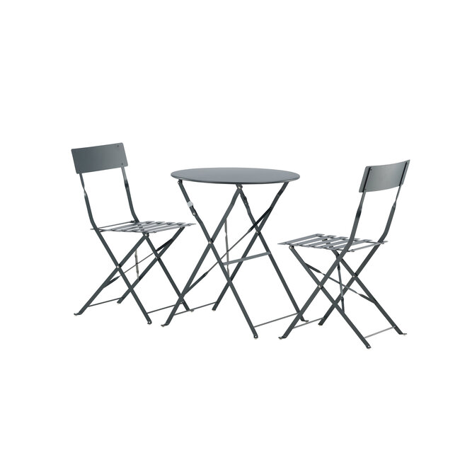 Gartenmöbel-Set Marseille – Klappbares Bistro-Set Dunkelgrau Stahl und Mesh