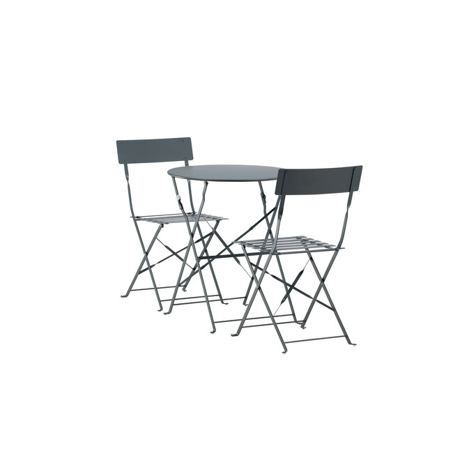 Gartenmöbel-Set Marseille – Klappbares Bistro-Set Dunkelgrau Stahl und Mesh
