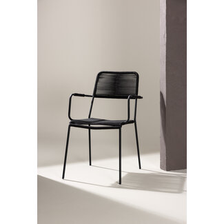 Venture Home Gartenstuhl Lindos Schwarz – Stapelstuhl 59×57×86 cm Aluminium & Rope
