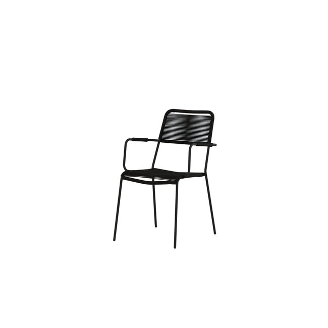 Gartenstuhl Lindos Schwarz – Stapelstuhl 59×57×86 cm Aluminium und Rope