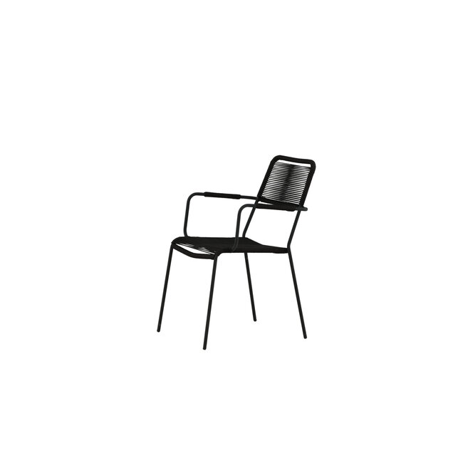 Gartenstuhl Lindos Schwarz – Stapelstuhl 59×57×86 cm Aluminium und Rope
