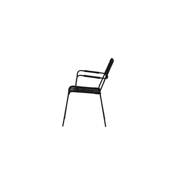 Gartenstuhl Lindos Schwarz – Stapelstuhl 59×57×86 cm Aluminium und Rope