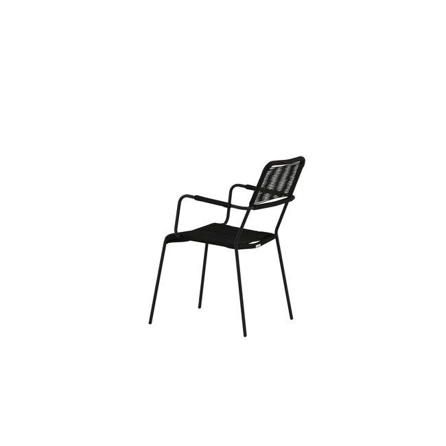 Gartenstuhl Lindos Schwarz – Stapelstuhl 59×57×86 cm Aluminium und Rope