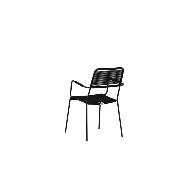 Gartenstuhl Lindos Schwarz – Stapelstuhl 59×57×86 cm Aluminium und Rope