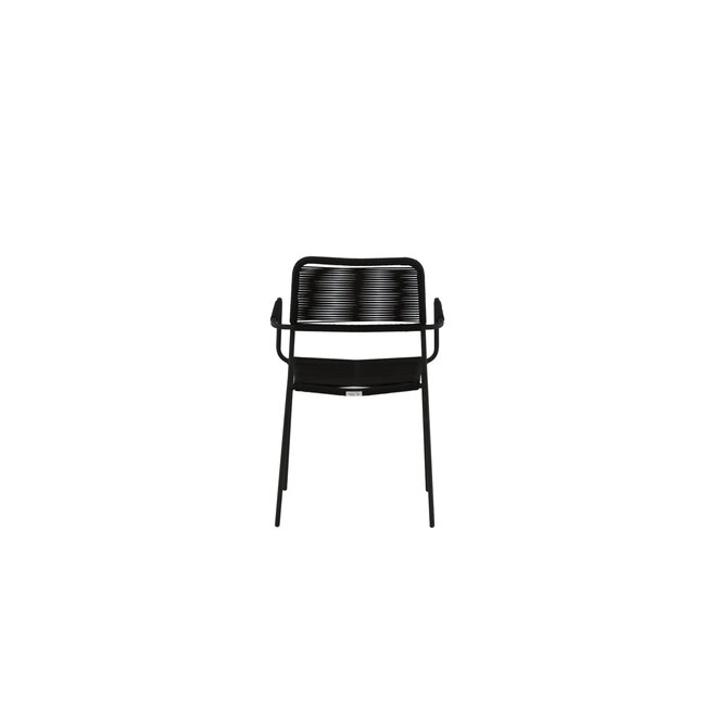 Gartenstuhl Lindos Schwarz – Stapelstuhl 59×57×86 cm Aluminium und Rope