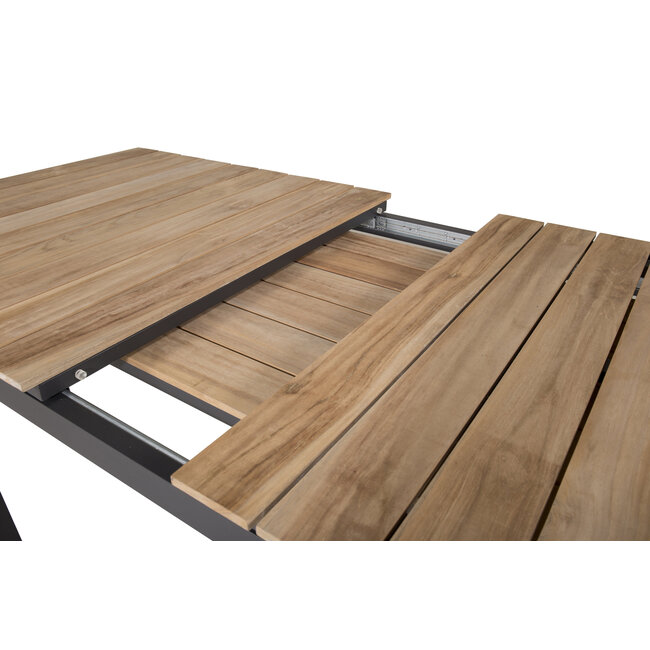 Gartentisch Mexico Natur – Outdoor-Esstisch 180×90 cm Teakholz und Aluminium