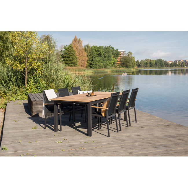 Gartentisch Mexico Natur – Outdoor-Esstisch 180×90 cm Teakholz und Aluminium