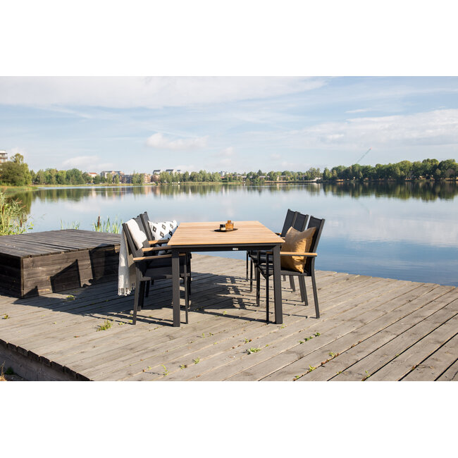 Gartentisch Mexico Natur – Outdoor-Esstisch 180×90 cm Teakholz und Aluminium