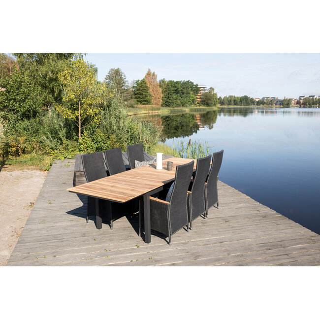 Gartentisch Mexico Natur – Outdoor-Esstisch 180×90 cm Teakholz und Aluminium