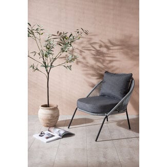 Venture Home Gartensessel Lindos Grau – Lounge-Armlehnstuhl 55×66×85 cm Aluminium & Rope
