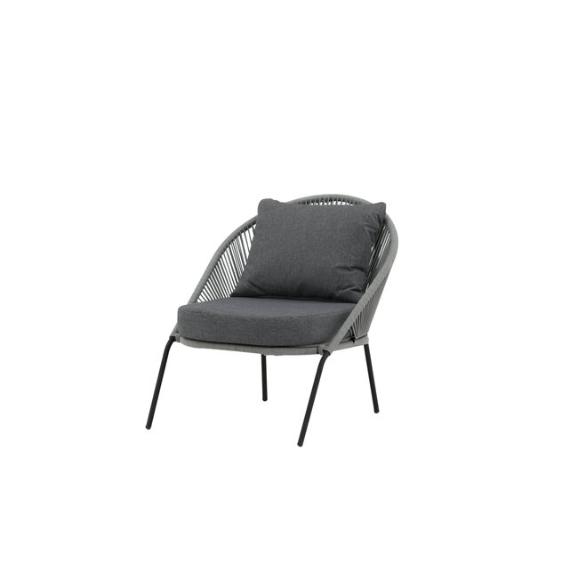 Gartensessel Lindos Grau – Lounge-Armlehnstuhl 55×66×85 cm Aluminium und Rope