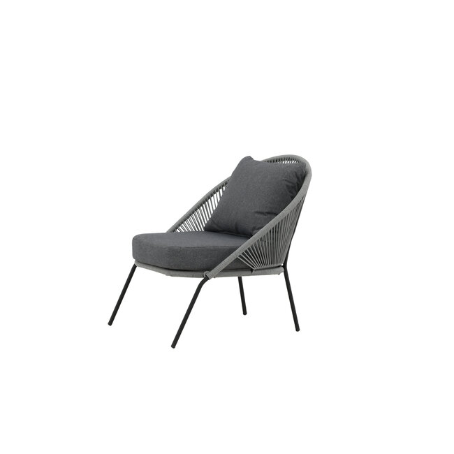 Gartensessel Lindos Grau – Lounge-Armlehnstuhl 55×66×85 cm Aluminium und Rope