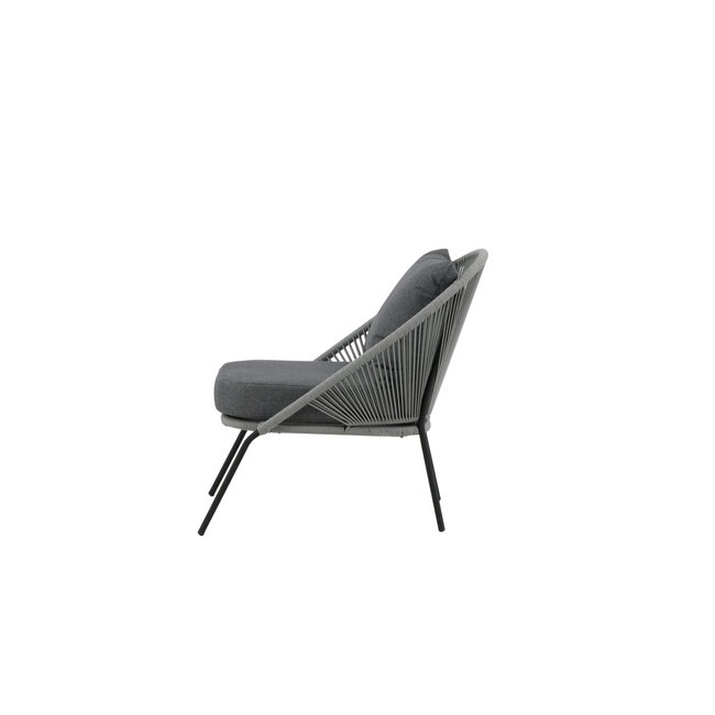Gartensessel Lindos Grau – Lounge-Armlehnstuhl 55×66×85 cm Aluminium und Rope