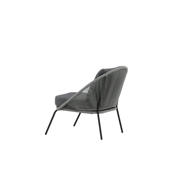 Gartensessel Lindos Grau – Lounge-Armlehnstuhl 55×66×85 cm Aluminium und Rope