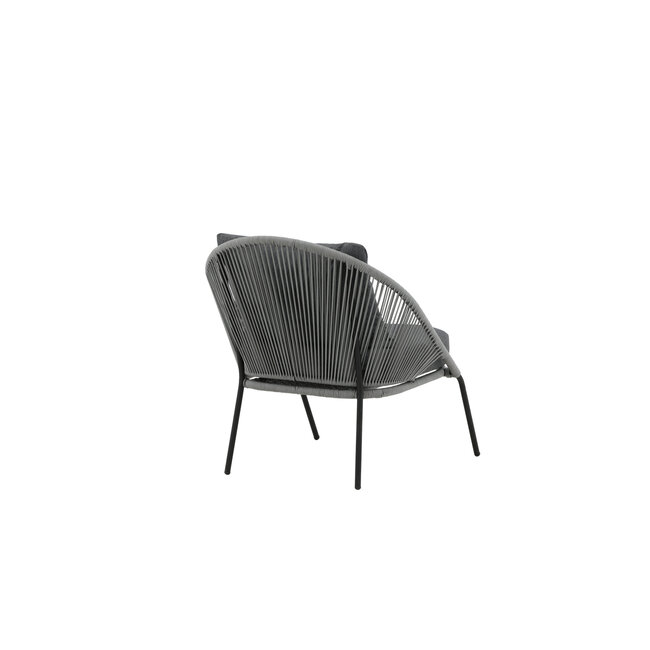 Gartensessel Lindos Grau – Lounge-Armlehnstuhl 55×66×85 cm Aluminium und Rope